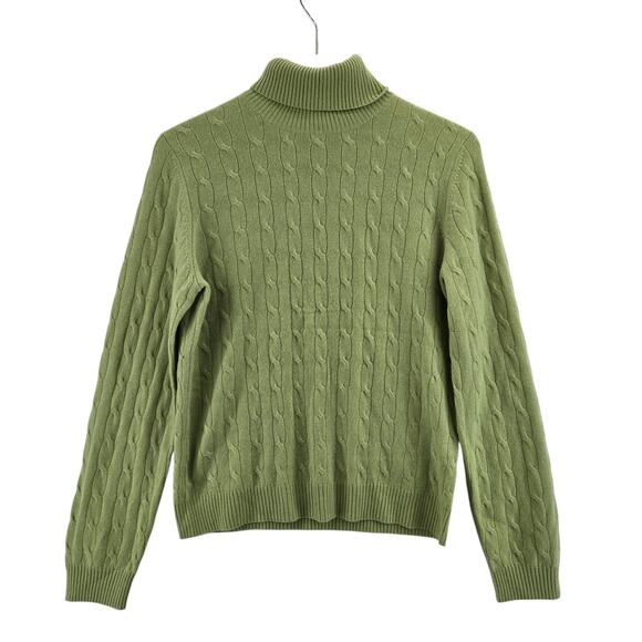 Charter Club Sweaters - Charter Club 100% Cashmere Turtleneck Sweater Womens Medium Cable Knit Green